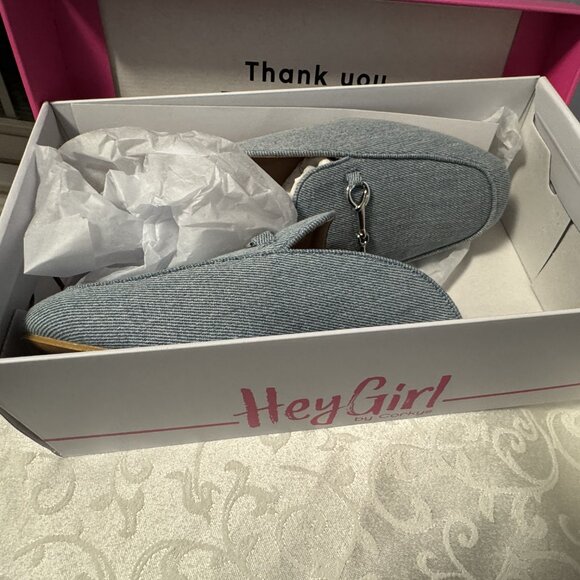 Hey Girl by Corkys Blue Denim Charmer Mules EUC - Picture 2 of 7
